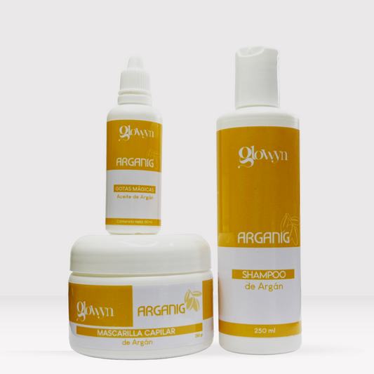 *Tratamiento Capilar Arganig Shampoo + Mascarilla + Gotas magicas